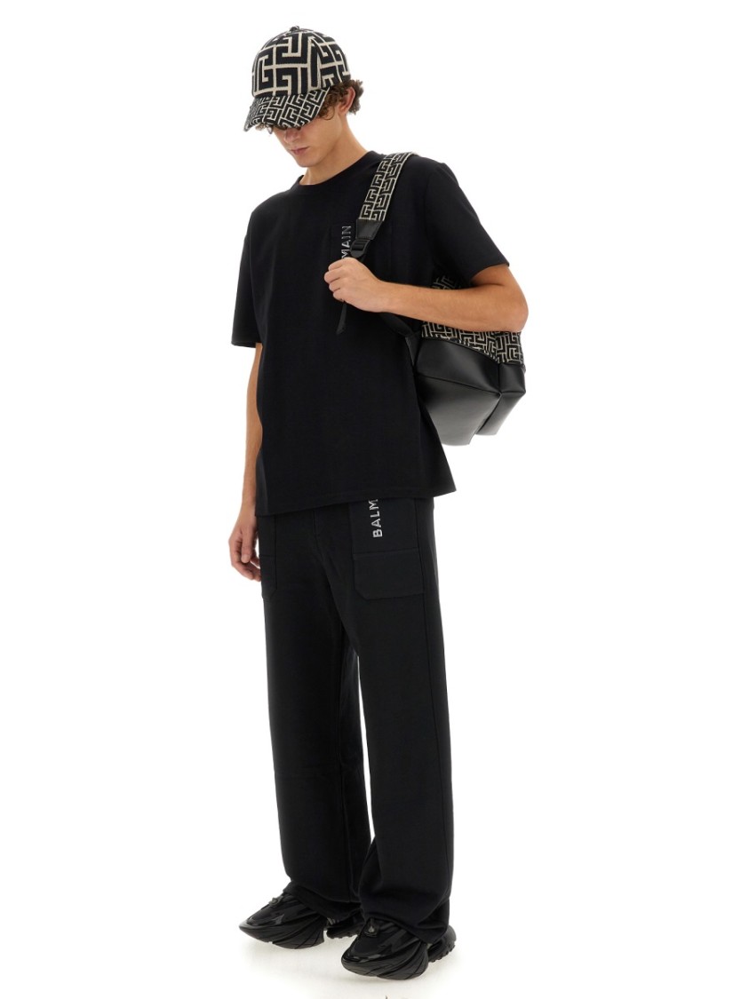 Balmain Men Jogging Pants With Logo In Black