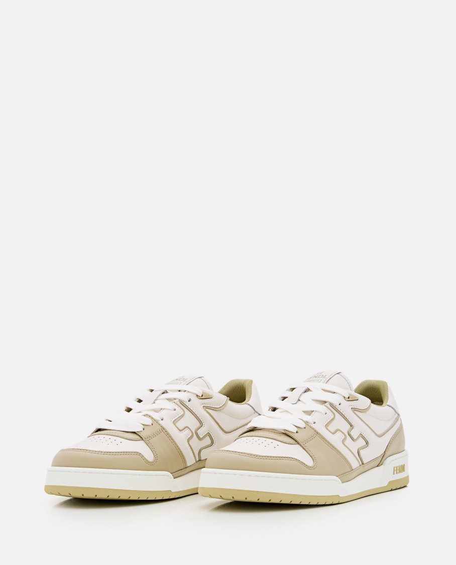 Fendi Leather Sneakers With Ff Lateral Logo In White