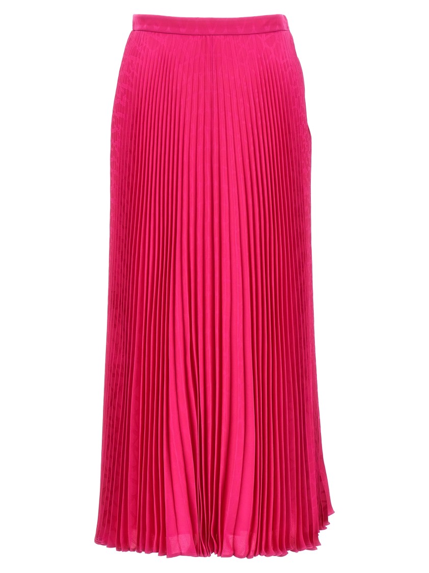 Valentino Garavani Toile Iconographe Pleated Silk Skirt In Red