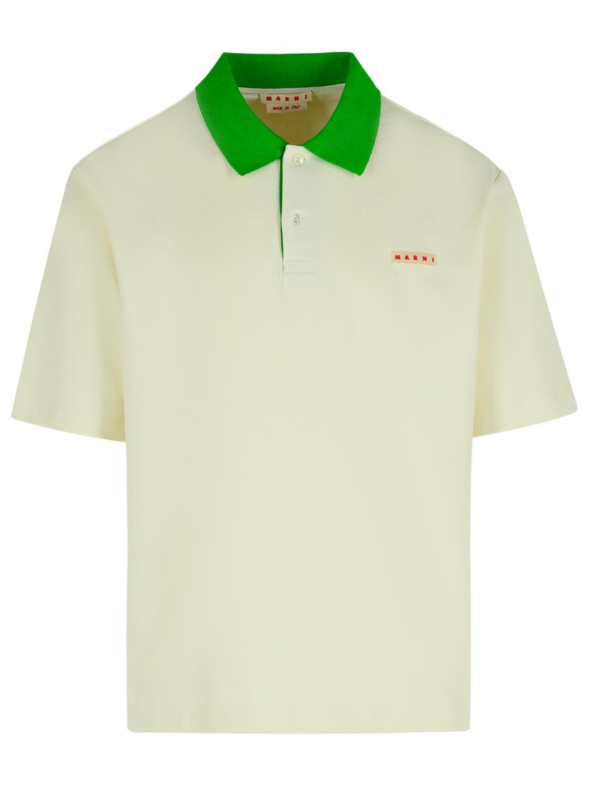 Marni 'Glass' Cotton Blend Polo Shirt in Neutrals | THE LIST