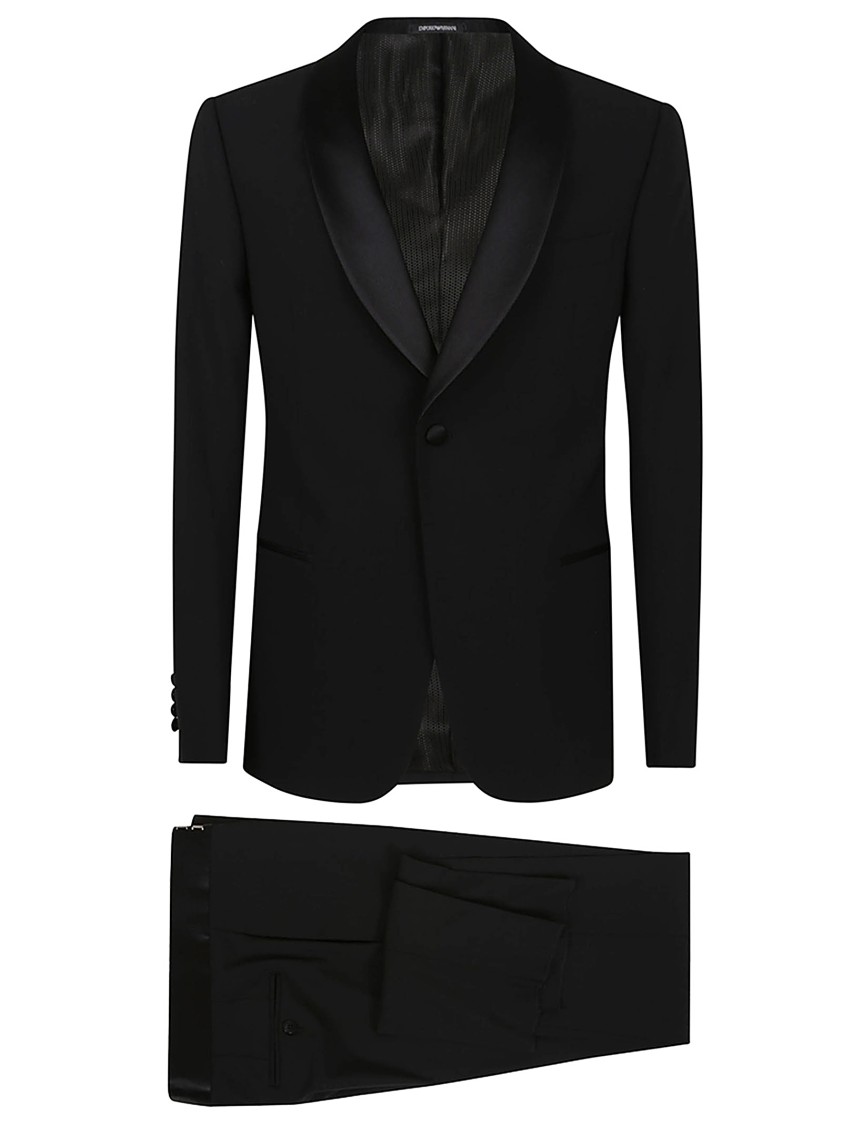 Emporio Armani Black Wool Blend Suit