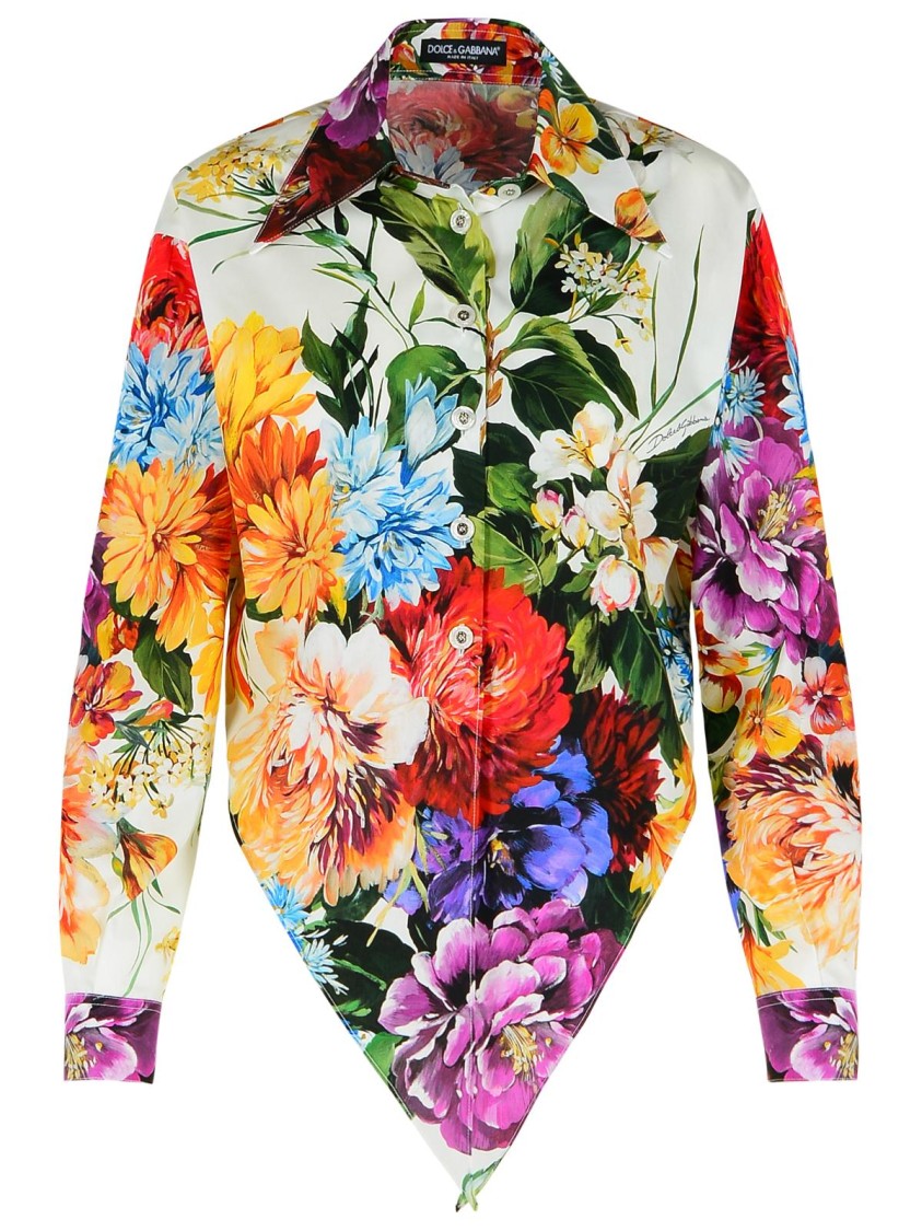 Dolce & Gabbana Floral Print Cotton Shirt In Multi