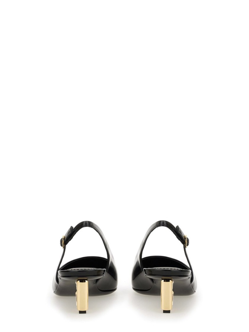 Dolce & Gabbana Black Décolleté With Dg Logo On The Heel In Black