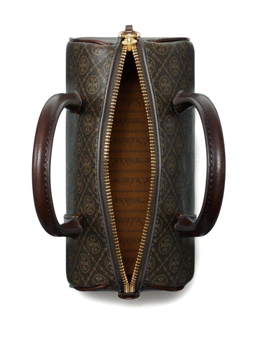 Tory Burch Monogram Barrel Mini Tote Bag In Black