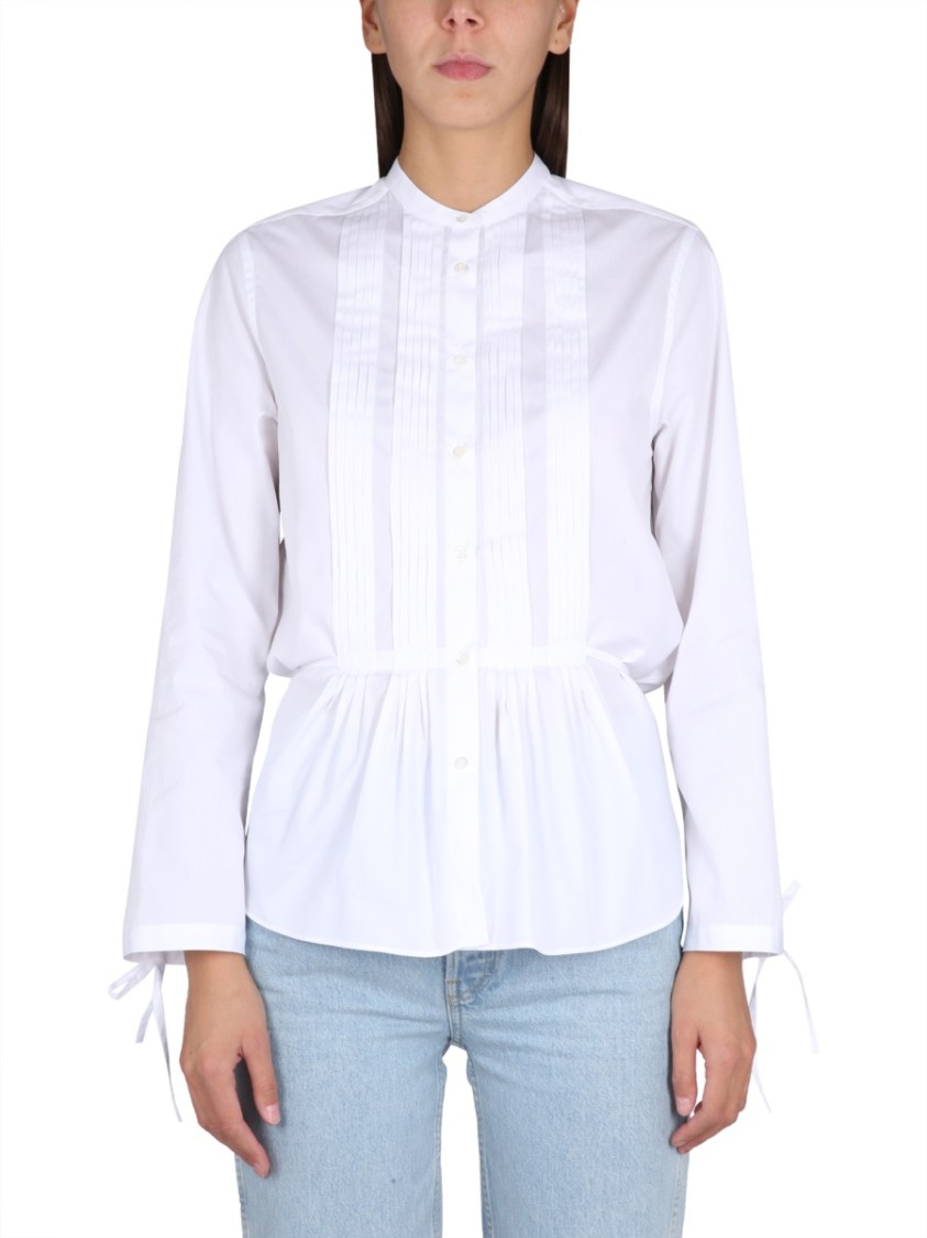 Shop Aspesi Korean Collar Shirt