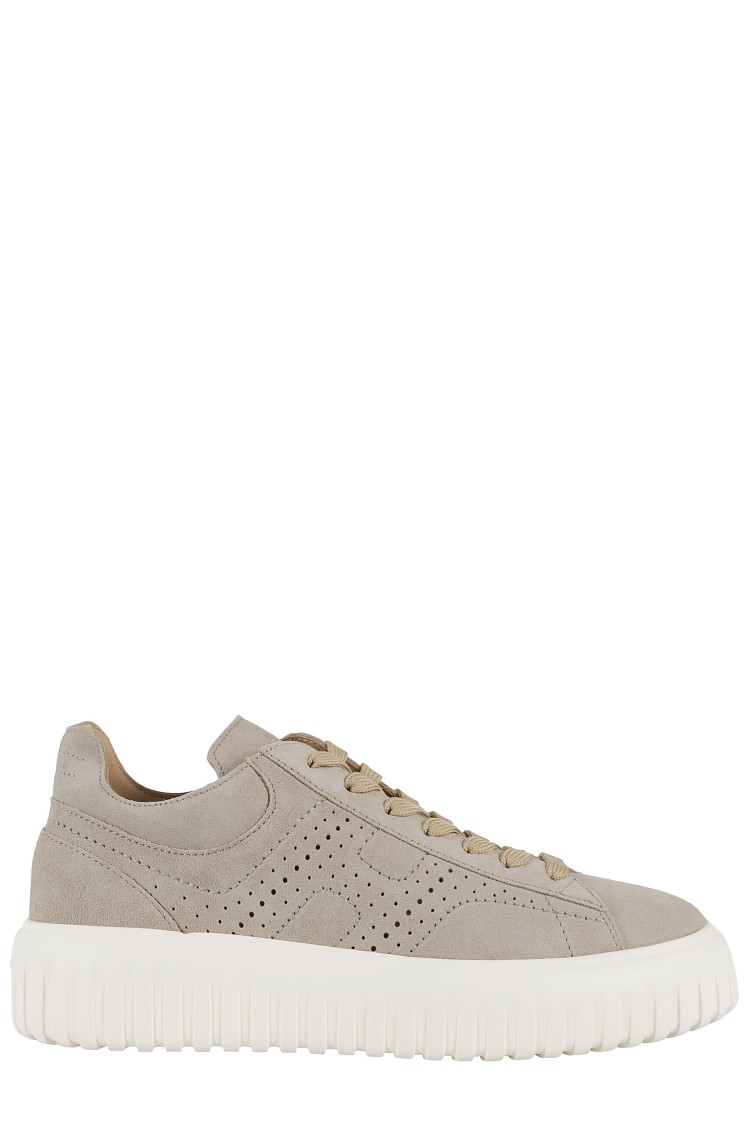 Hogan Brown H Perforated Laced Sneakers