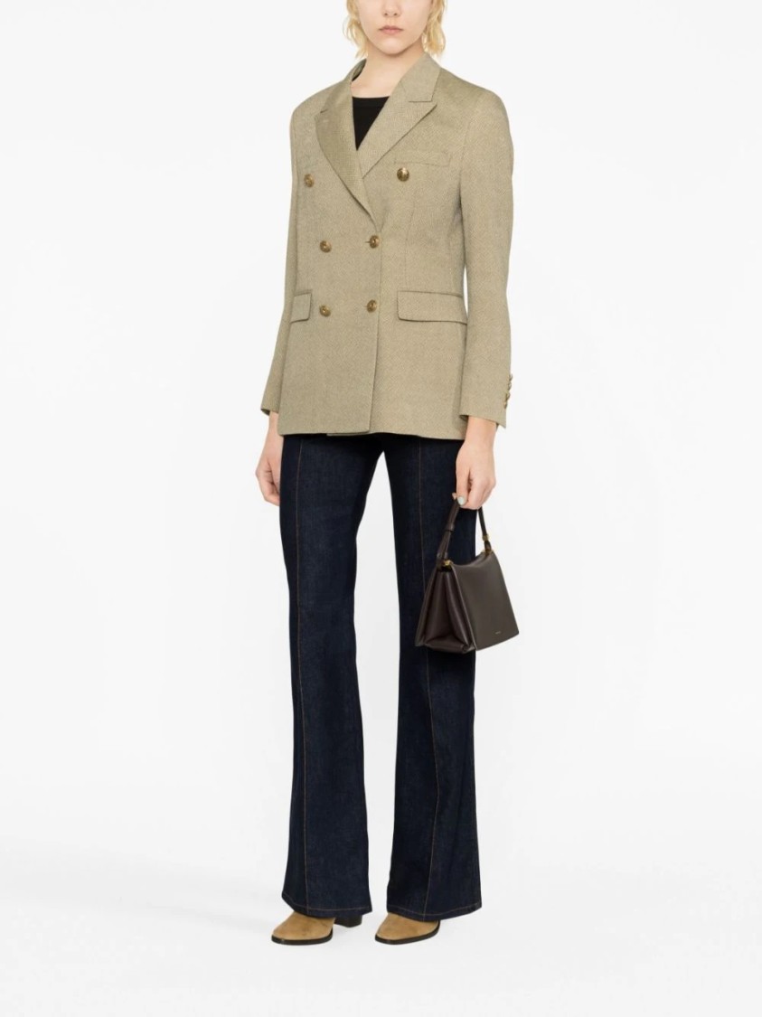 Golden Goose Double-breasted Blazer With Jacquard Pattern In Green
