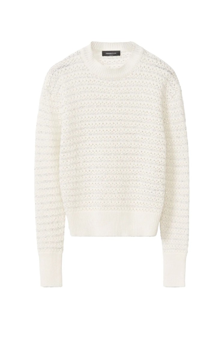 Fabiana Filippi Textured Open Weave Knit Sweater In White