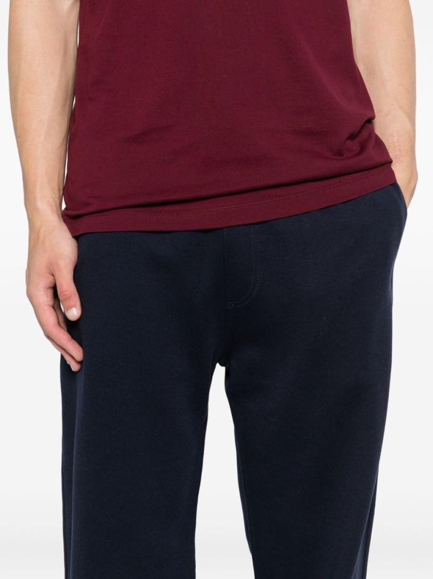 Brunello Cucinelli Navy Blue Trousers With Cuffed Hems In Black