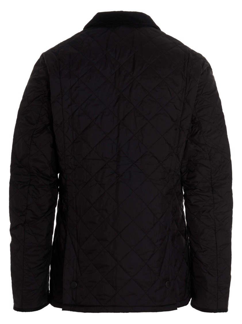 Barbour Quilted Jacket With Corduroy Collar And Side Pockets In Black