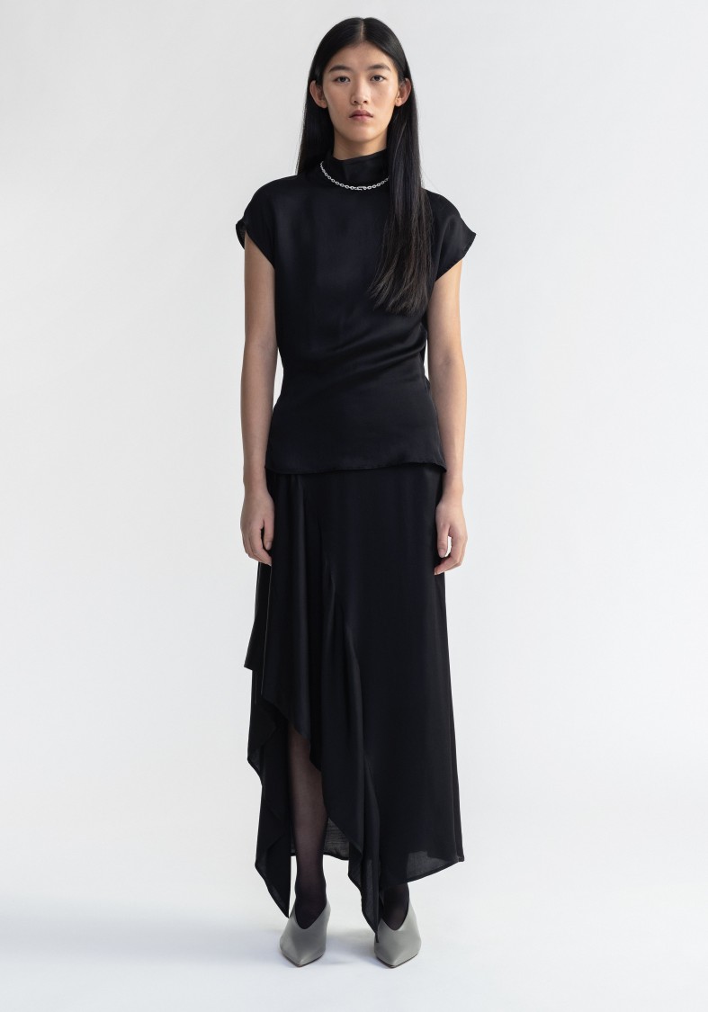 Shop Aeron Aster - Satin Maxi Skirt In Black