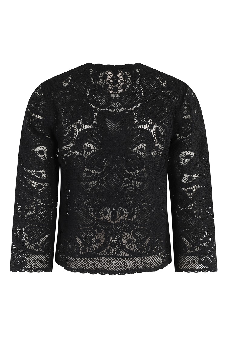 SEMICOUTURE SEMI COUTURE LACE-DETAIL SEMI-SHEER ADRIANA TOP