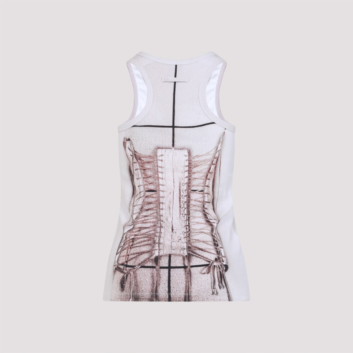 Shop Jean Paul Gaultier Sleeveless Corset-style Top In Neutral Fabric In Neutrals