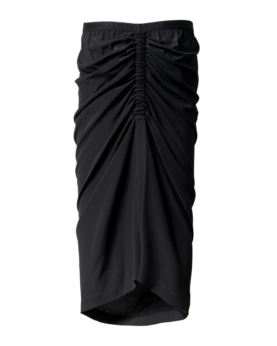 Rick Owens Structured Black Skirt With Rib-knit Waistband In Black