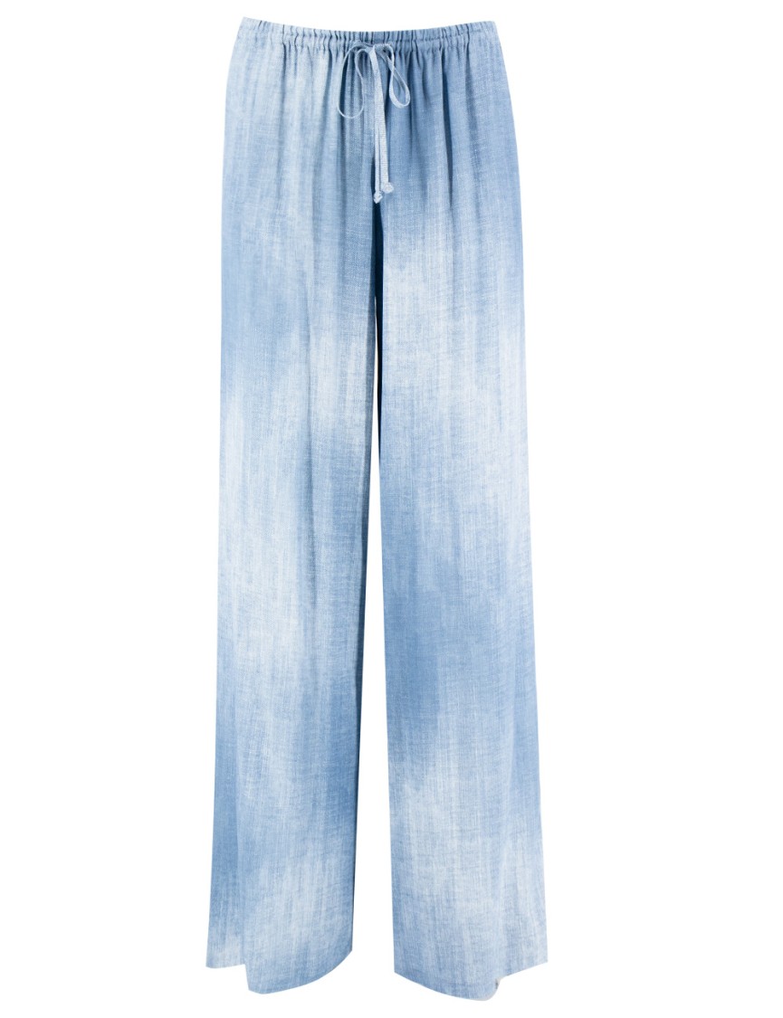 Shop Ermanno Scervino Viscose Trousers With Vintage Jeans Print