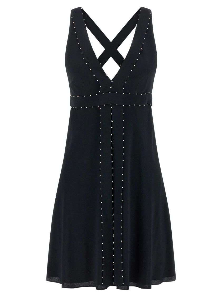 Giovanni Bedin Silk Blend Mini Dress With Pearl In Black