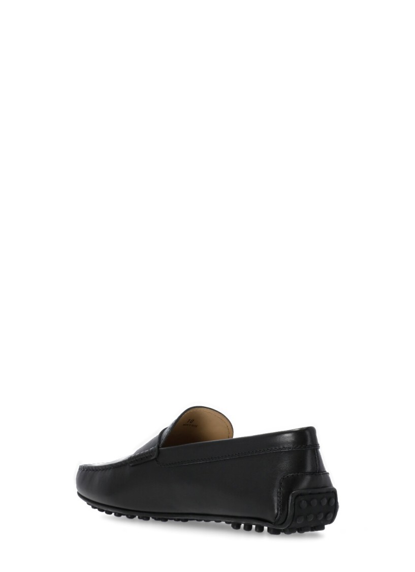 Tod's Black Smooth Leather Loafers In Black