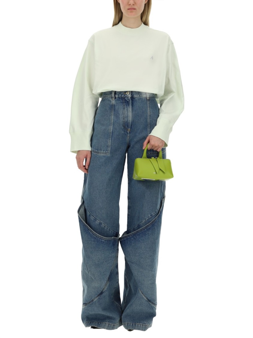 Attico Sky Blue Baggy Jeans With Large Pockets In Blue