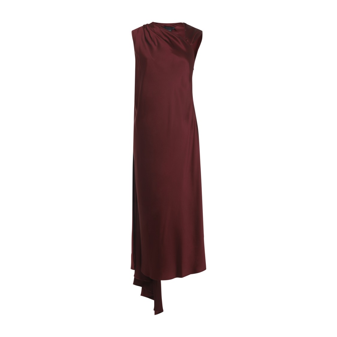 Max Mara Silk Midi Dress With Asymmetric Draped Detail In Burgundy