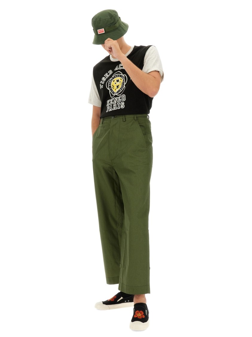 Kenzo Straight Fit Pants In Green