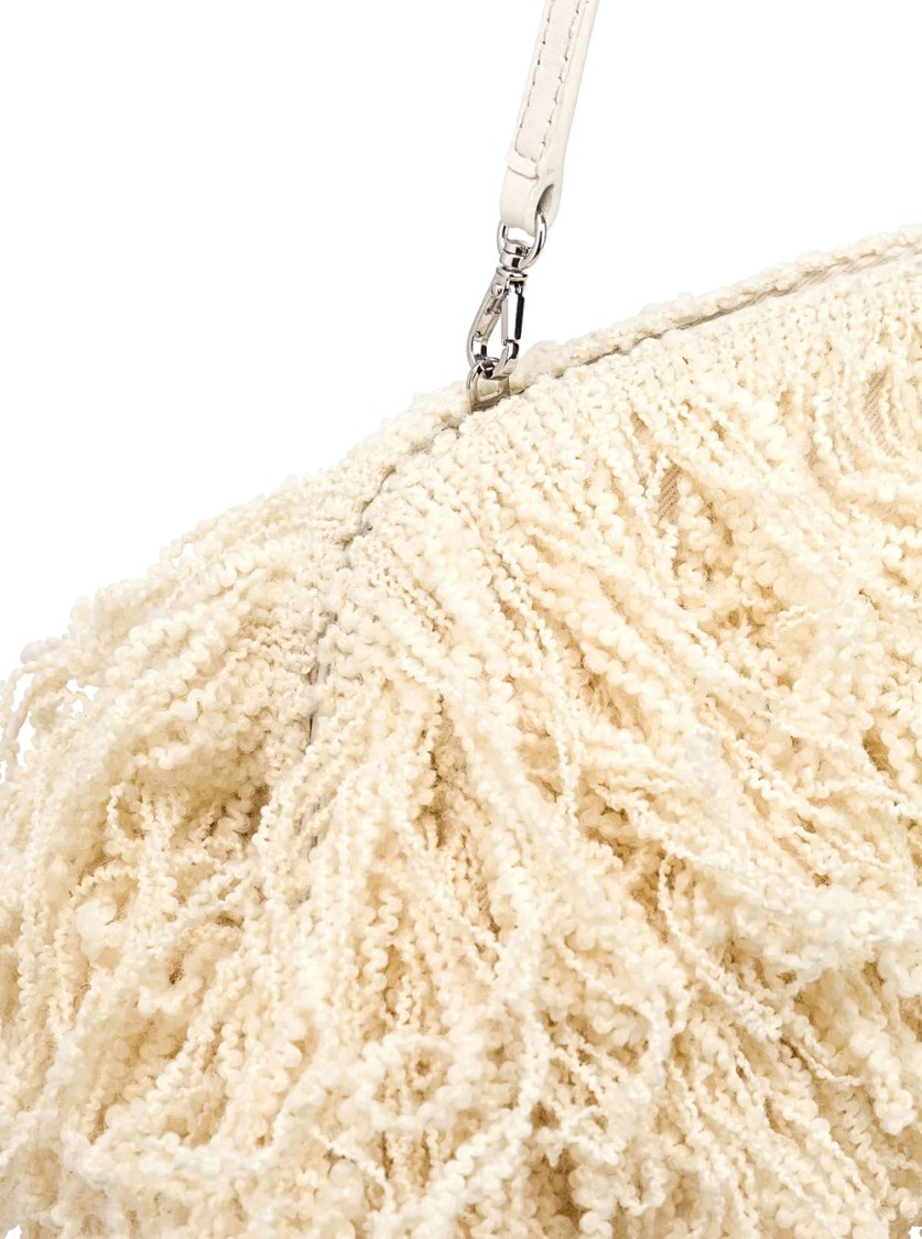 PHILOSOPHY DI LORENZO SERAFINI PHILOSOPHY DI LORENZO SERAFINI WHITE POCHETTE WITH ALL-OVER FRINGE DESIGN