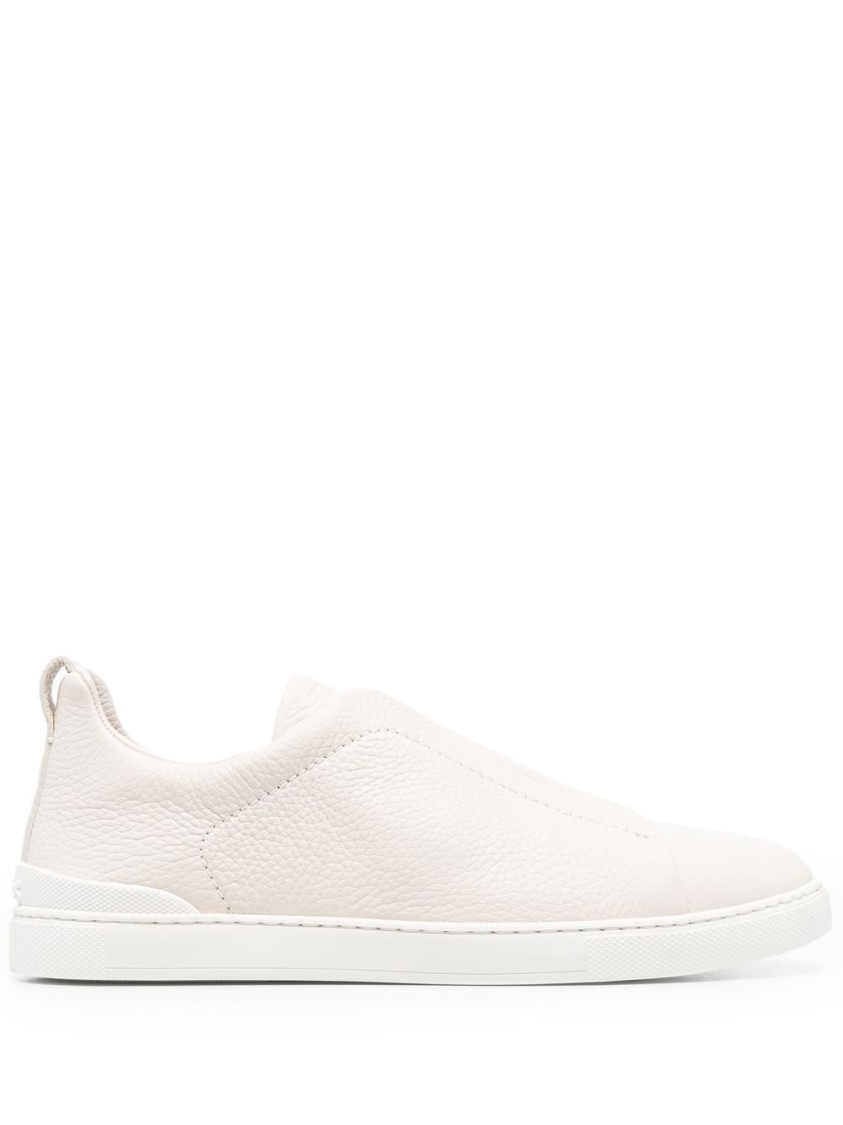 Shop Zegna Triple-stitch Low-top Sneakers In White