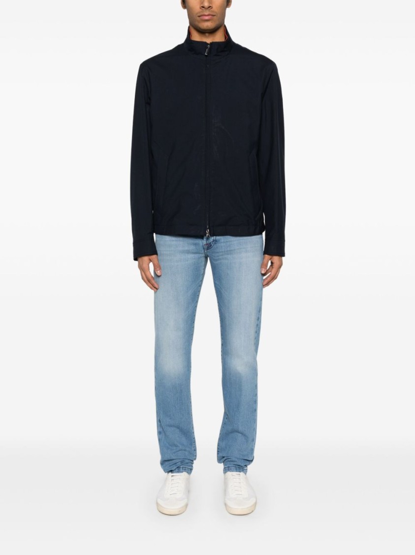 PAUL & SHARK PAUL & SHARK NAVY BLUE JACKET WITH TWO-WAY ZIP