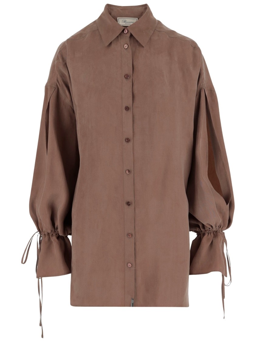 Blumarine Washed Gabardine Dress In Brown
