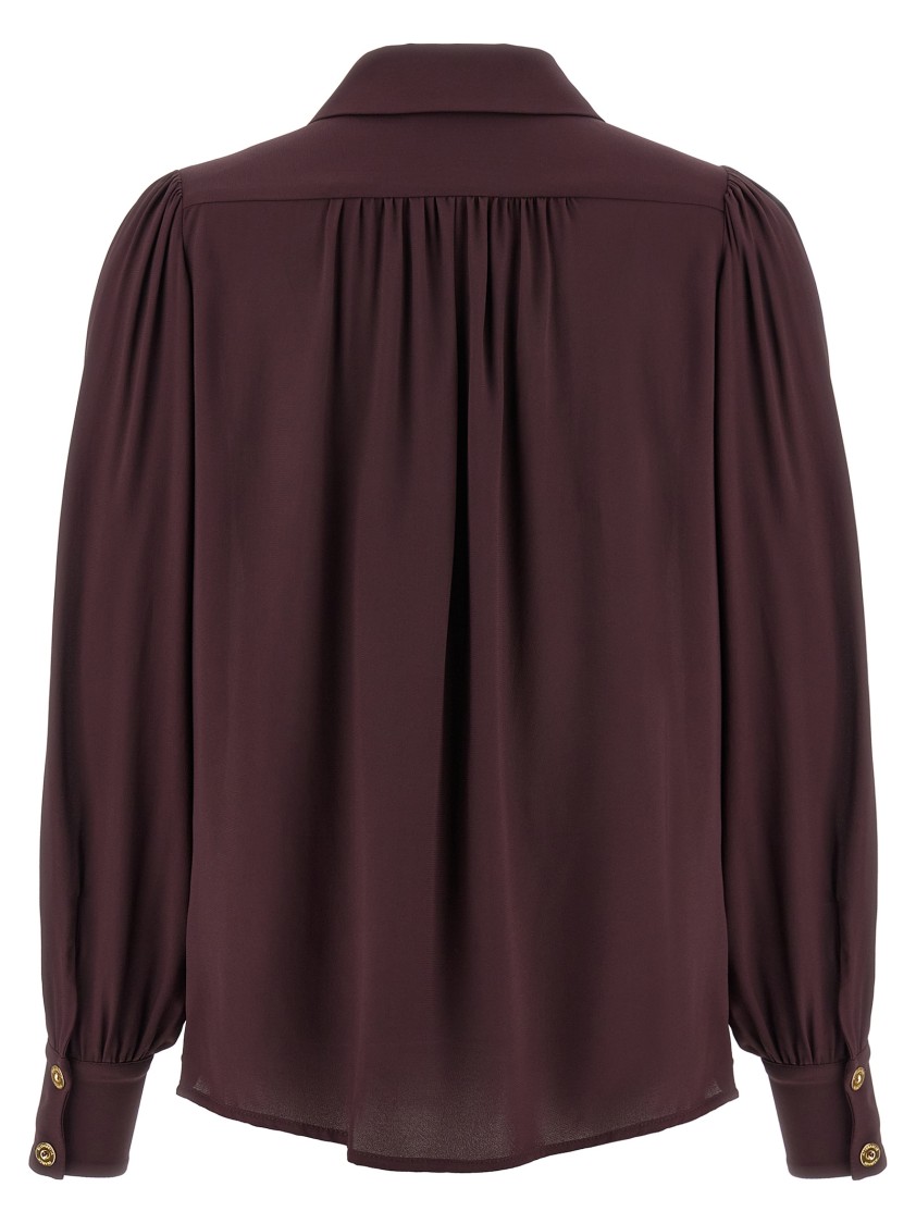 Elisabetta Franchi Logo Metal Detail Collar Shirt In Brown