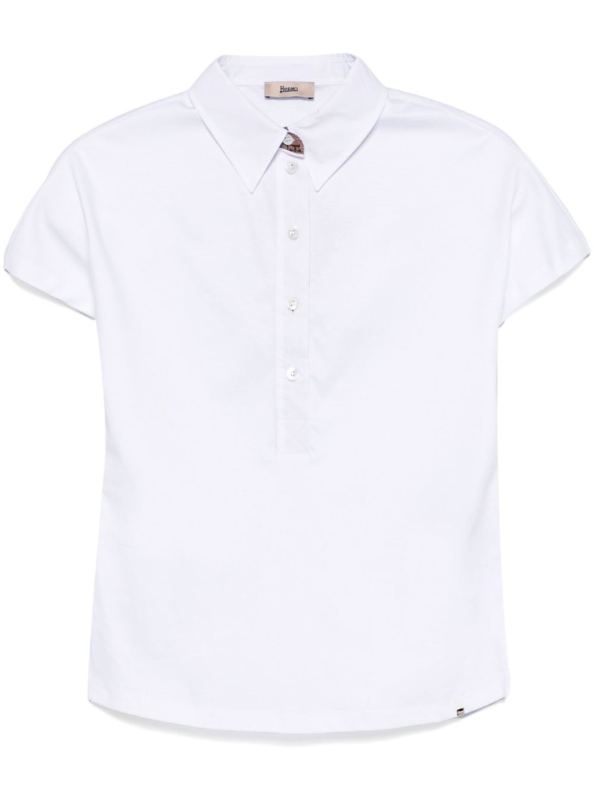 Herno Ever Cotton Interlock/new Popeline/monogram ポロシャツ In White