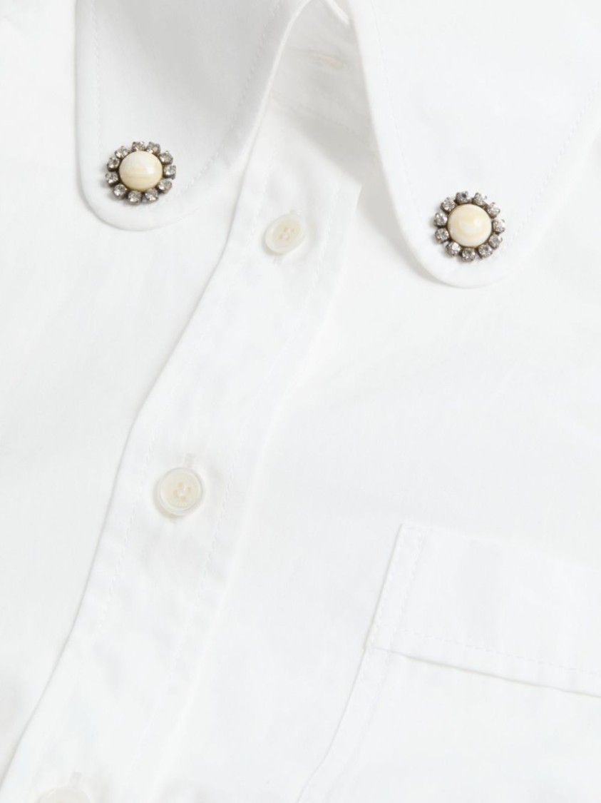 Valentino Tailored White Cotton Shirt With Decorative Buttons In White