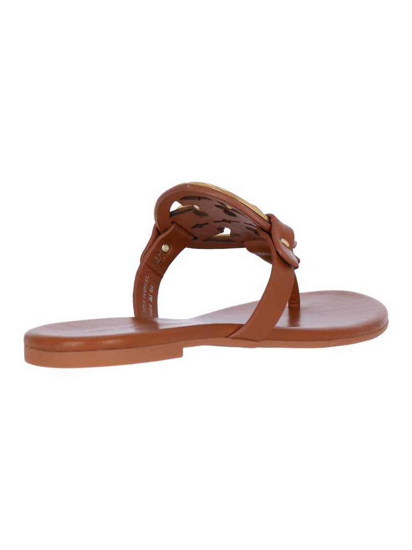 Tory Burch Metal Miller Soft Leather Sandals In Brown