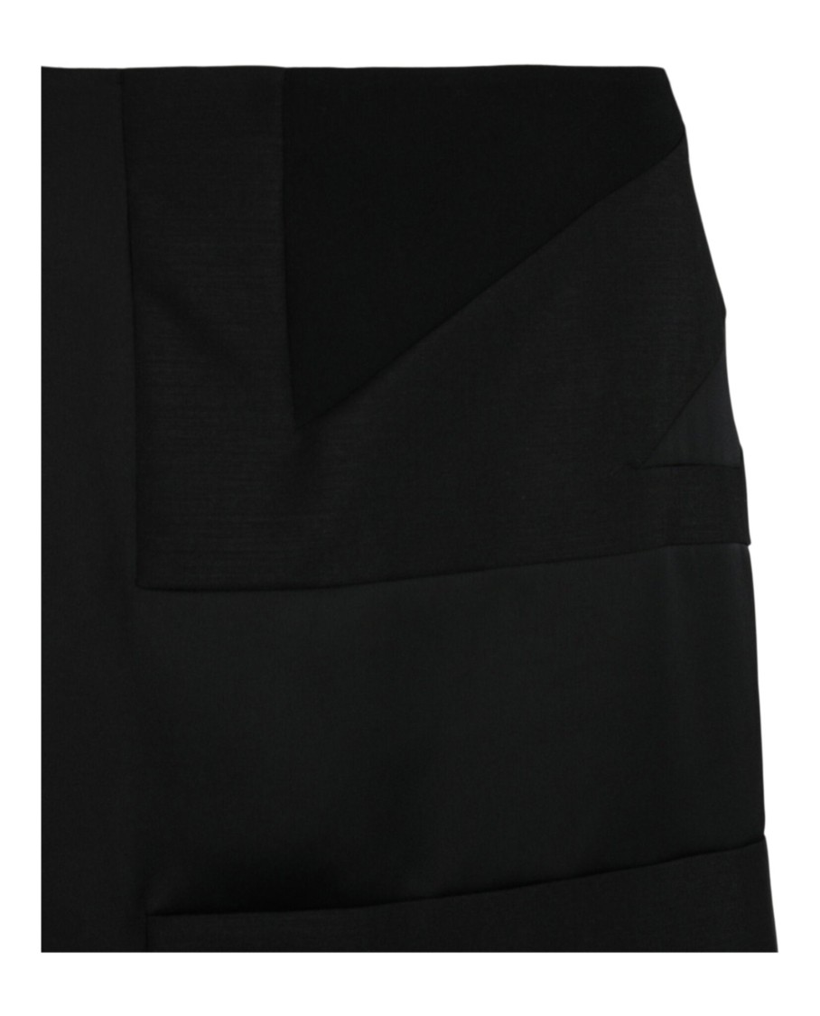 Burberry Intarsia Draped Skirt Woman Midi Skirt Black Size 8 Polyester In Black