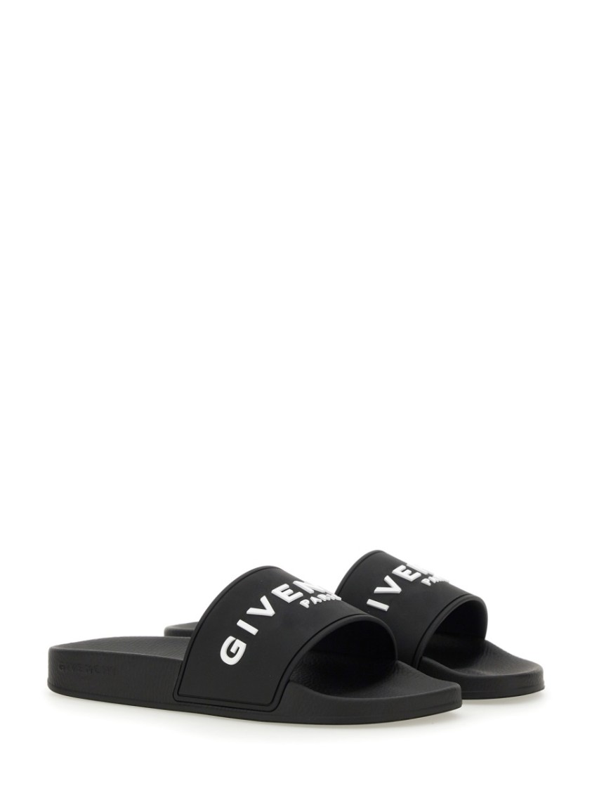 Givenchy 4g Leather-trimmed Embroidered Raffia Slides