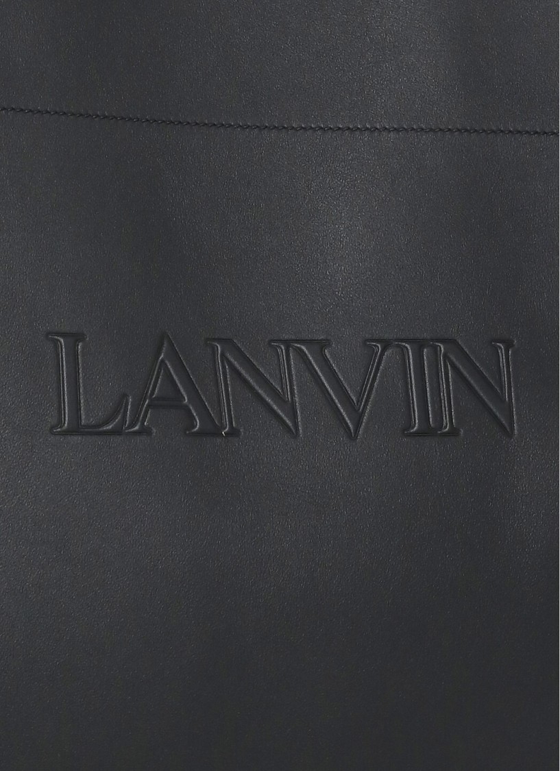 Shop Lanvin Black Leather Shopping Bag