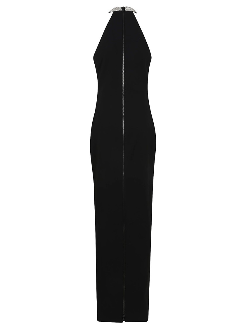 Balmain Crystal-embellished Open-back Velvet Gown In Black