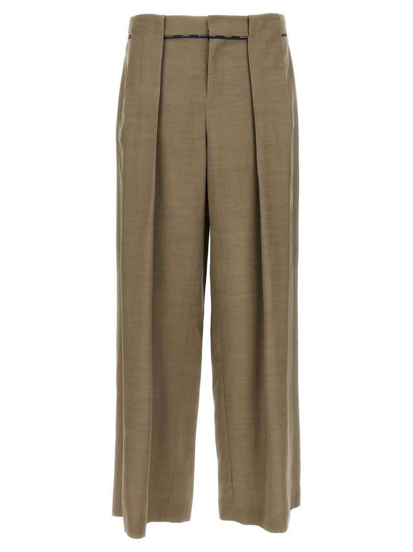 Balmain Cupro Trousers With High Waist And Wide Leg In Brown