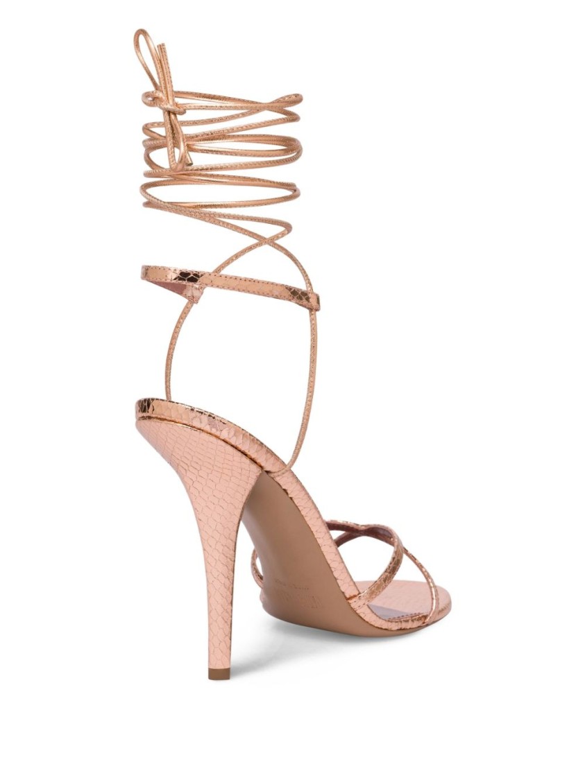Paris Texas Gold Calfskin Sandals With Stiletto Heel