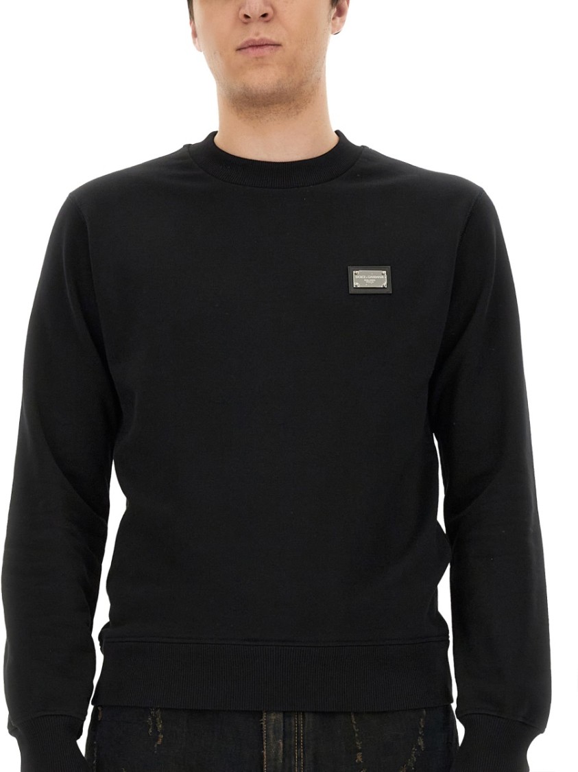 Shop Dolce & Gabbana Sweatshirt With Logo Plaque In Black