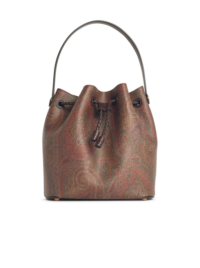 Etro Brown Cotton Blend 'Arnica' Bucket Bag