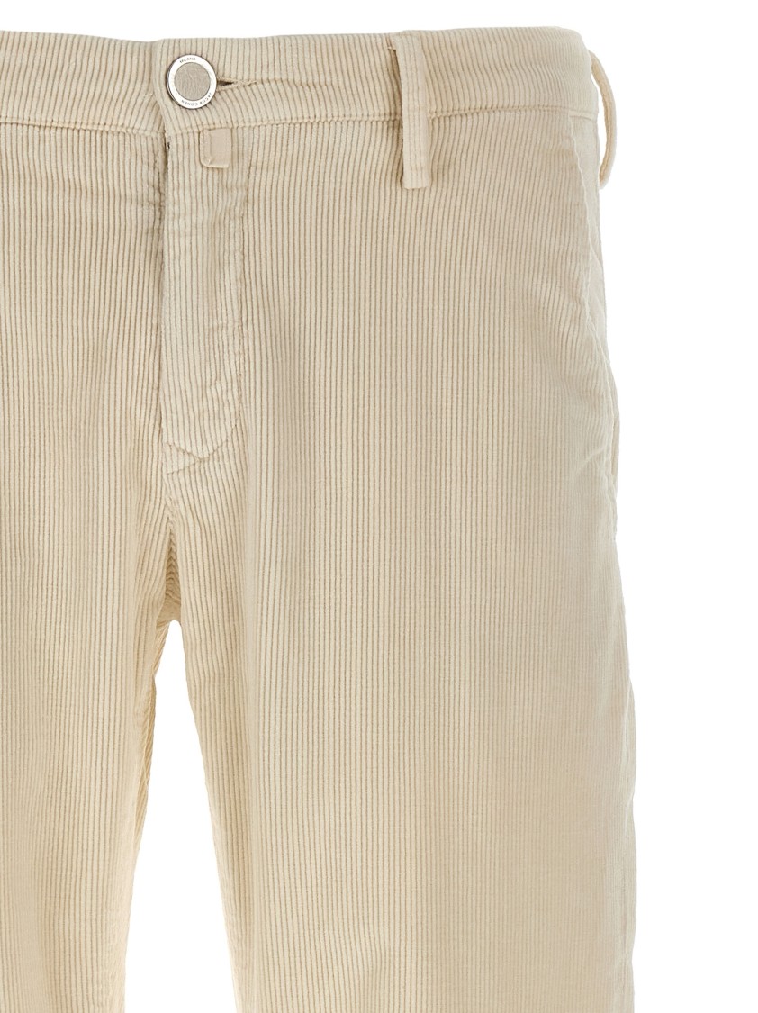 Jacob Cohen Velvet Trousers With Back And Side Pockets In Neutral