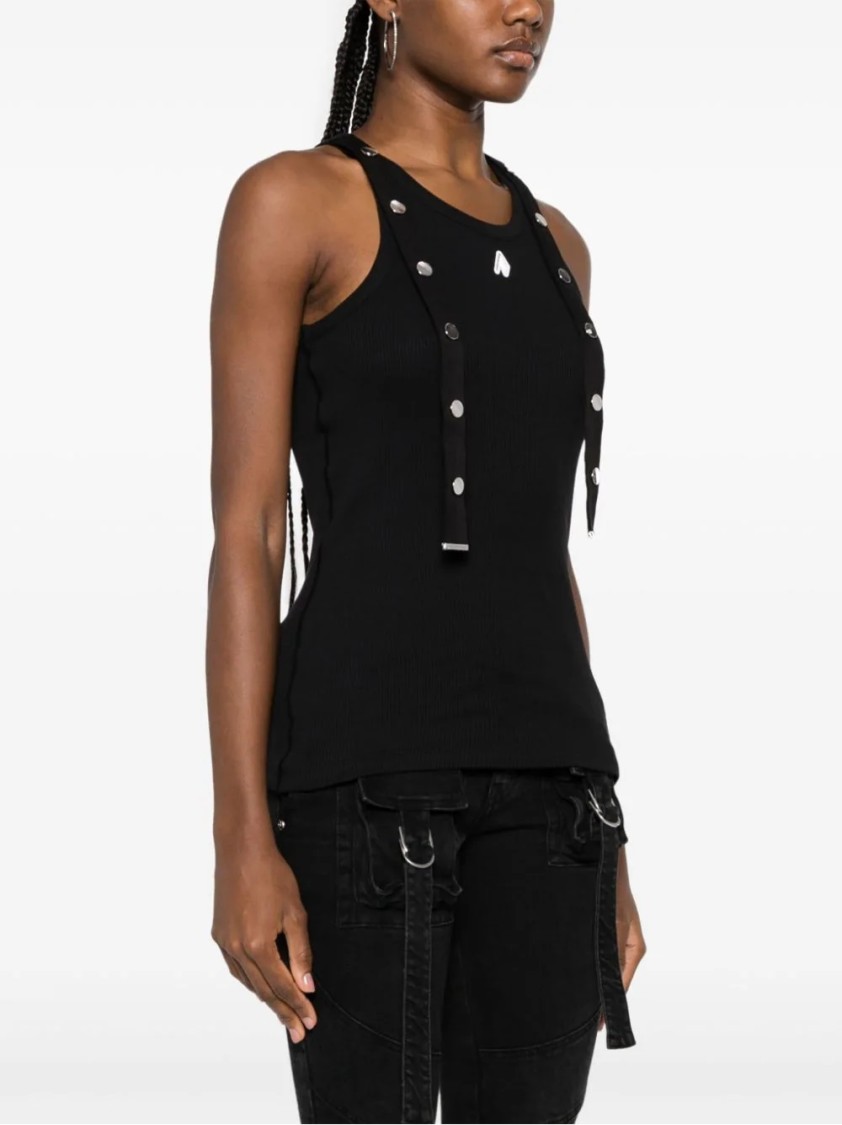 Attico Black Cotton Tank Top In Black