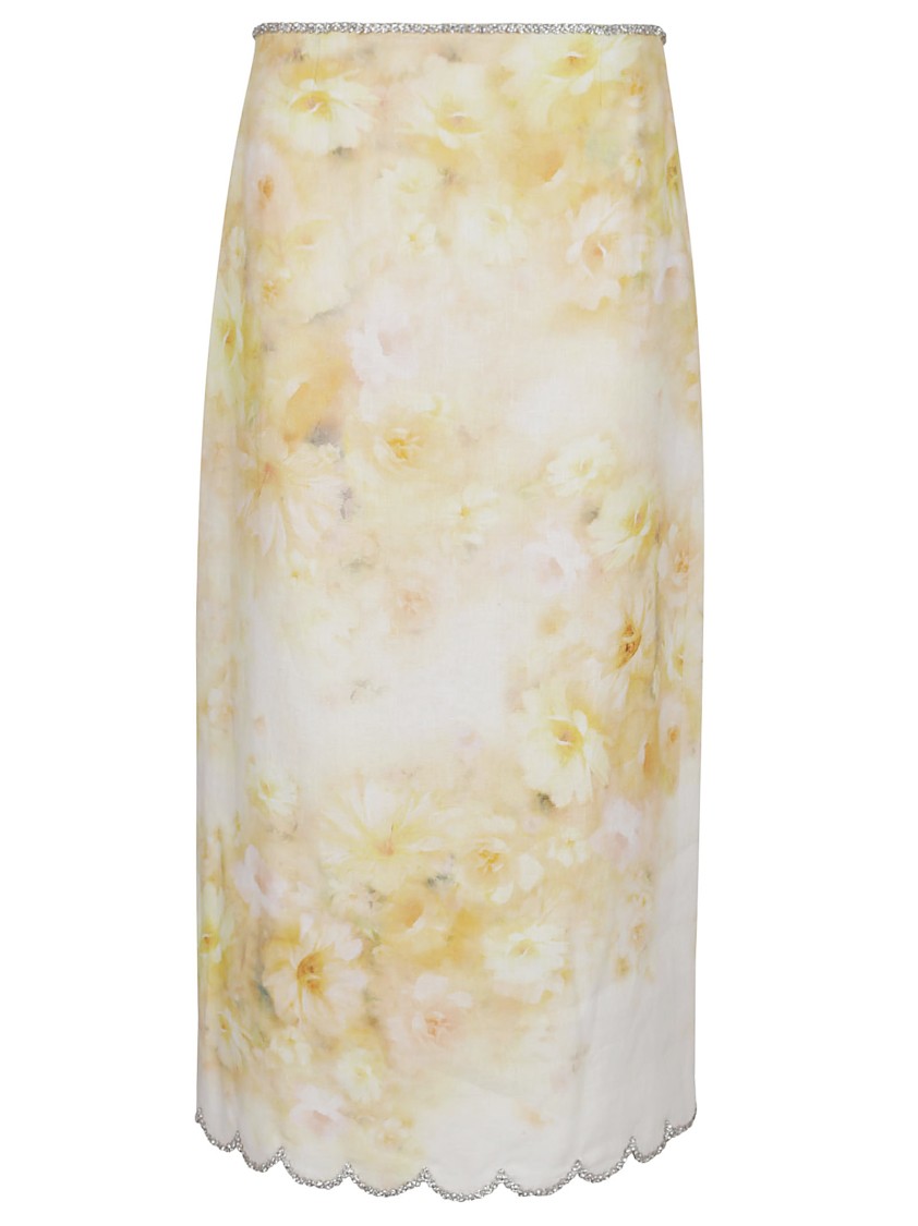 Zimmermann Women Printed Linen Crush Skirt In Yellow