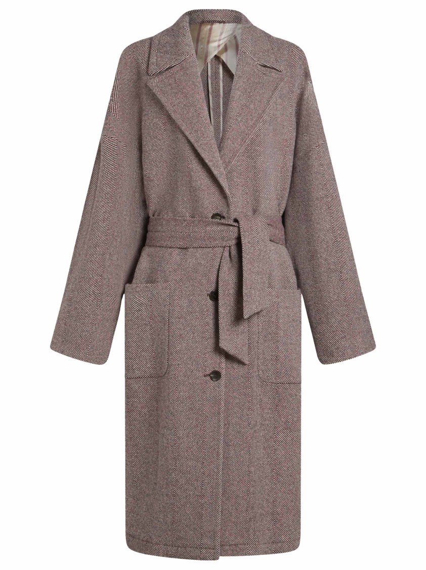 Etro Single-breasted Wool Blend Coat In Brown