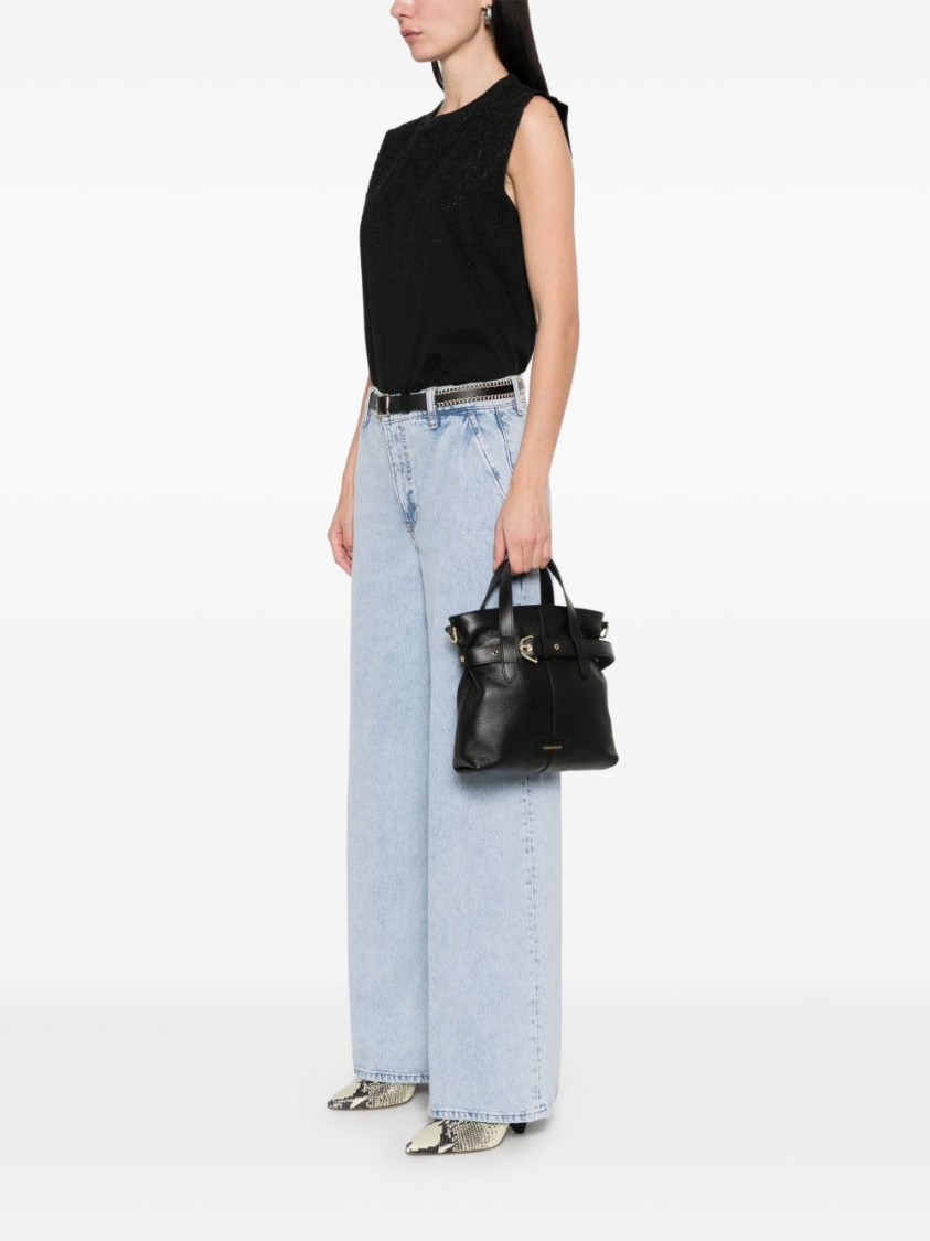 Shop Coccinelle Textured Black Leather Tote Bag