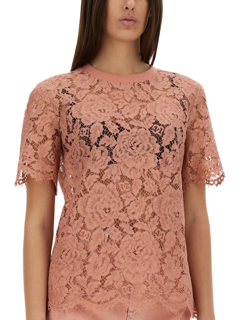 Dolce & Gabbana Dolce&gabbana Pink Lace T Shirt In Pink