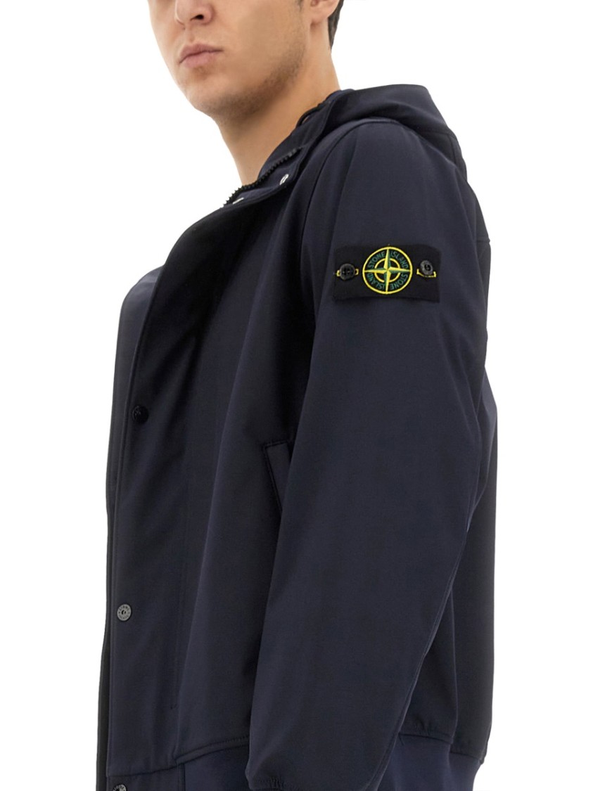 Stone Island Blue Light Soft Shell-r E. Dye Technology Jacket In Blue