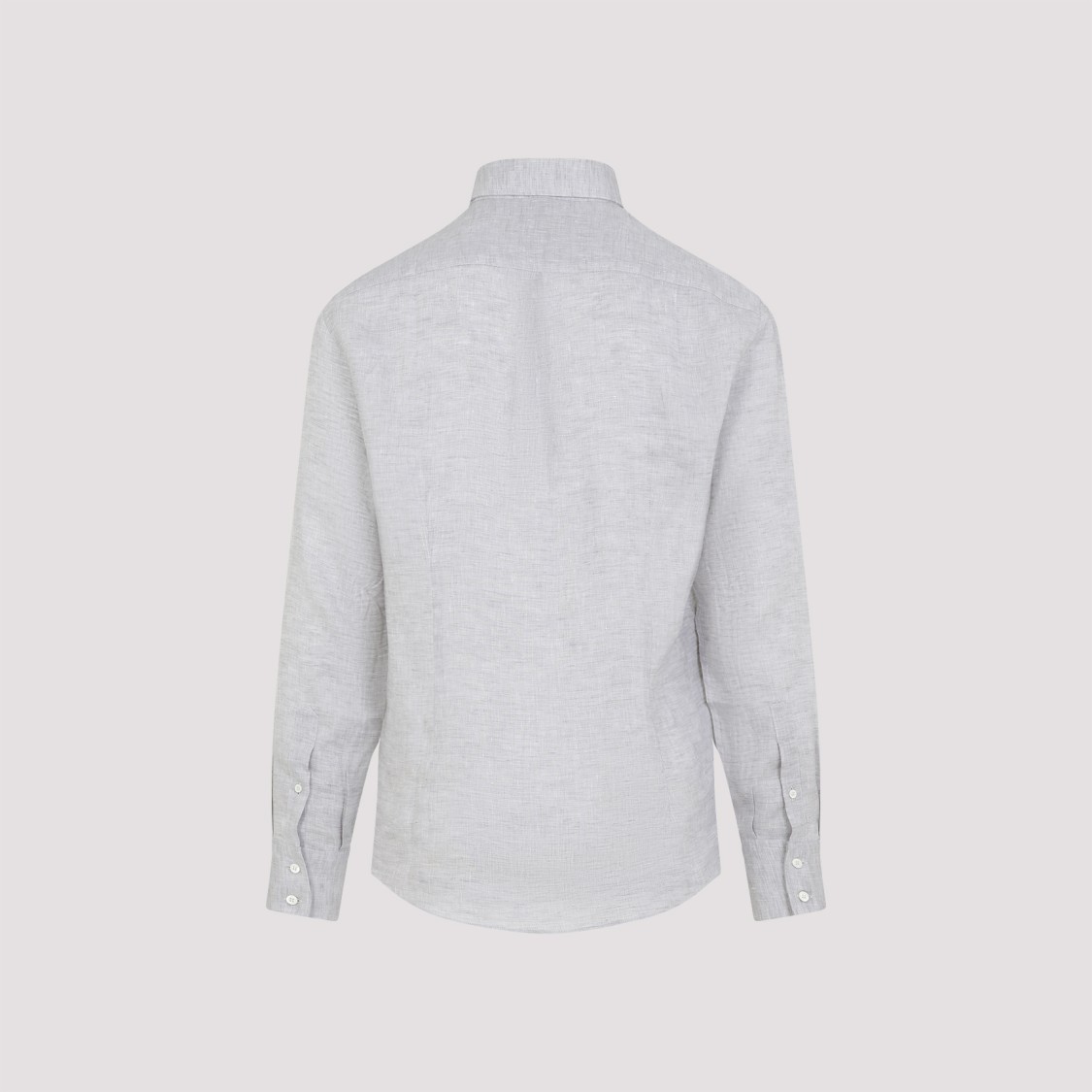 Brunello Cucinelli Grey Linen Shirt With Classic Button-down Collar In Grey