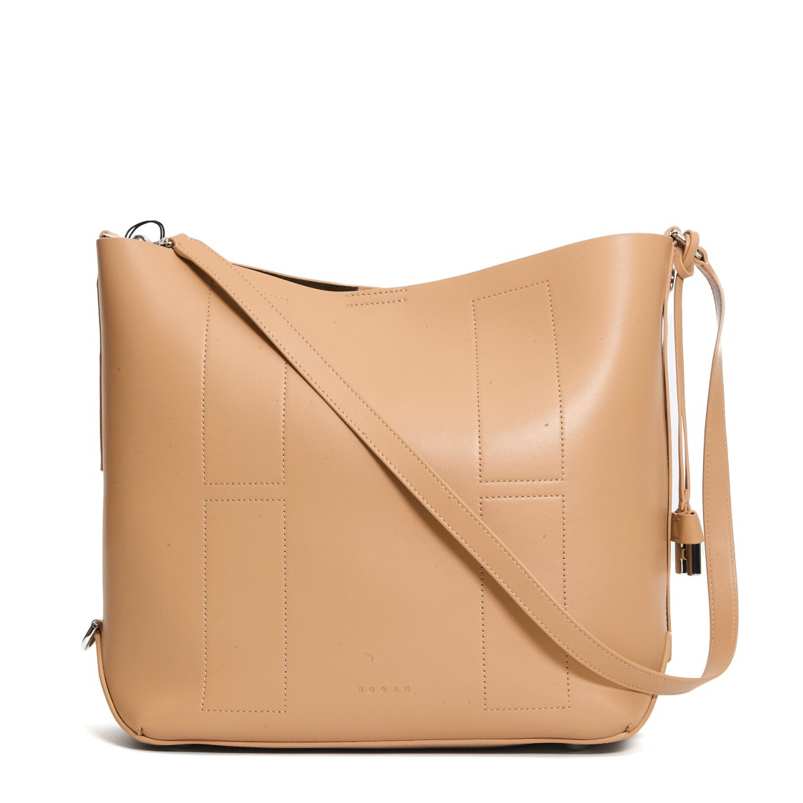 Hogan Beige Leather Hobo Bag With Magnetic Closure