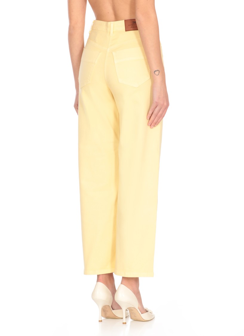 Elisabetta Franchi Straight Cut Cotton Jeans With Belt Loops In Multi